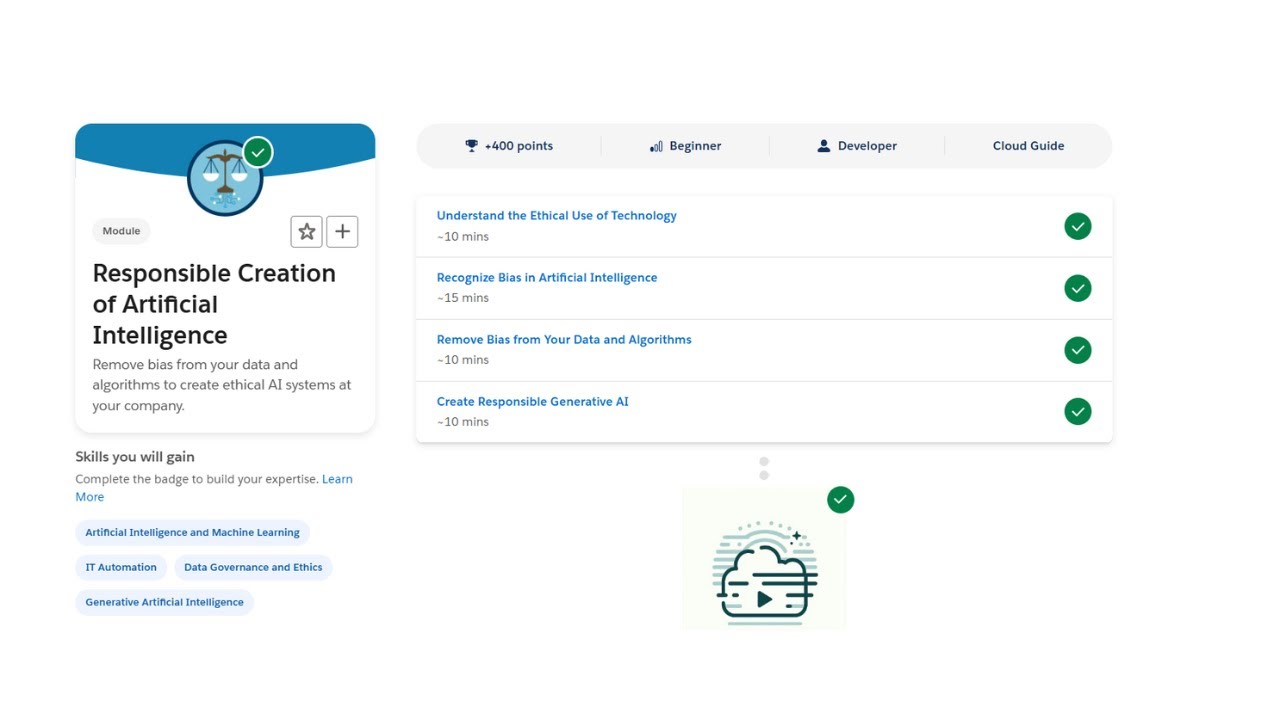 Responsible Creation of Artificial Intelligence - Salesforce Trailhead