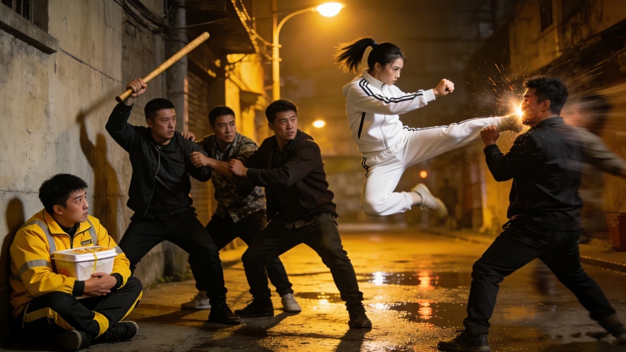 外賣小哥被混混圍堵欺負，功夫少女霸氣出手，以一敵十打趴眾人！💗 中國電視劇    💗偶像劇