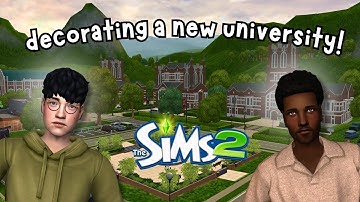 decorating a custom university in the sims 2! + novice builder attempts to build