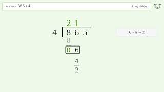 Long Division Problem 865/4: Step-by-Step Video Solution