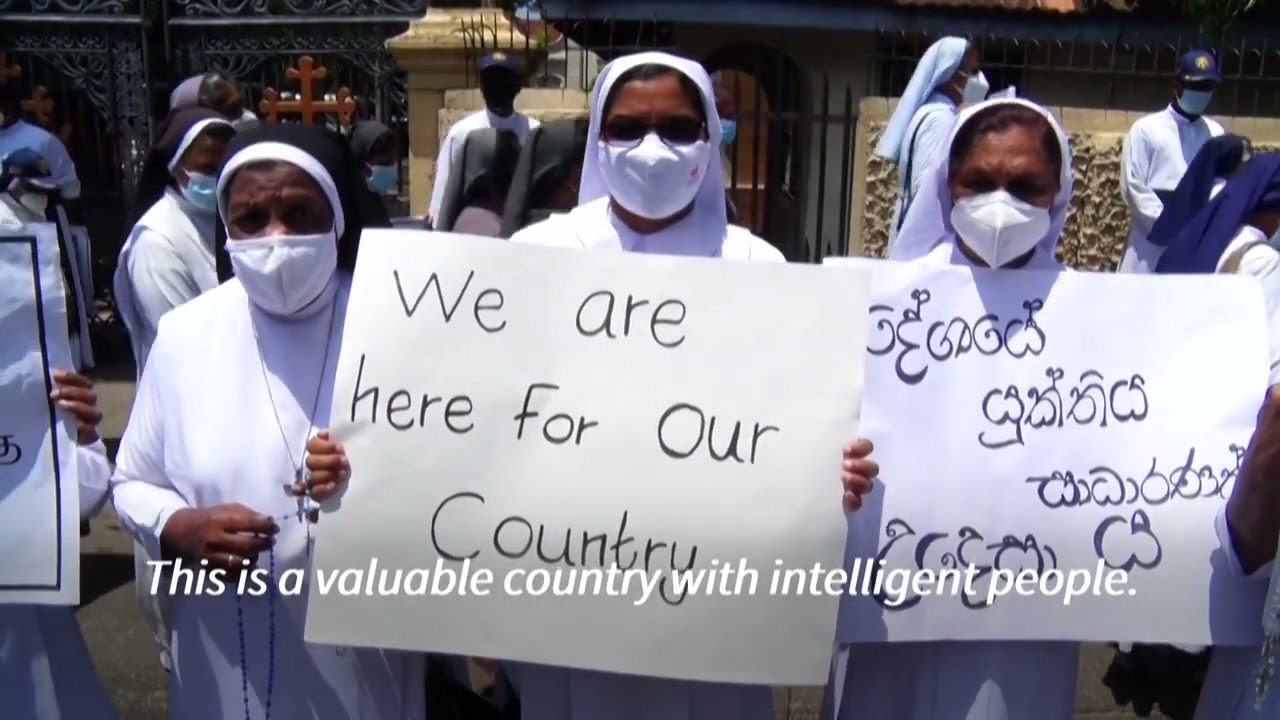 Hundreds of priests and nuns march in solidarity with Sri Lanka protesters