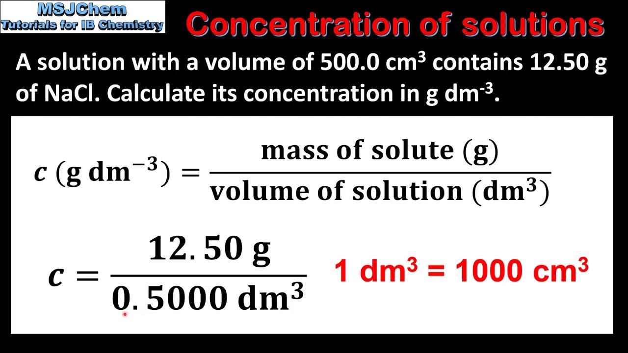 S1.4.5 Concentration of solutions YouTube