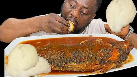 ASMR TILAPIA FISH WITH FUFU AND PEPPER SOUP AFRICAN FOOD