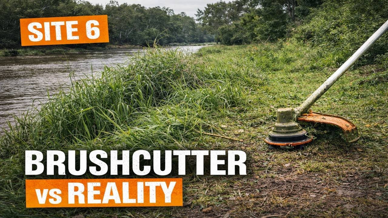 Campsite 6 Riverbank Cleanup - Brush cutter vs Reality 