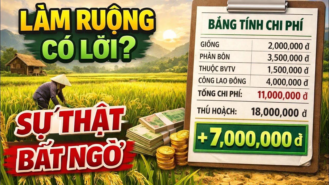 Làm ruộng lúa có lời không? Chi phí và lợi nhuận thực tế?