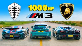 Koenigsegg Jesko v Lambo Revuelto v 1,000hp BMW M3: DRAG RACE