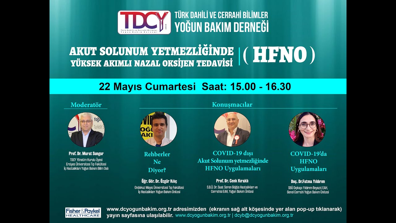 Webinar | Akut Solunum Yetmezliğinde Yüksek Akımlı Nazal Oksijen Tedavisi (HFNO)