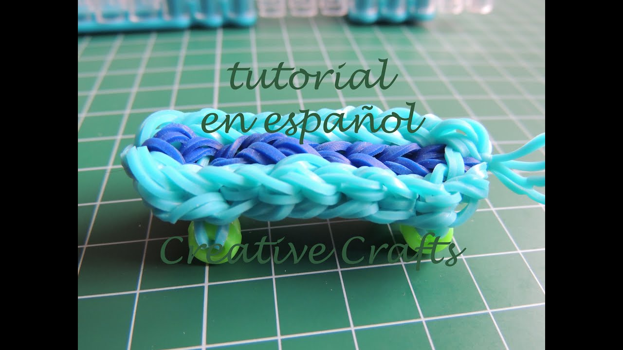 Como hacer un monopatin de gomitas. Rainbow Loom Skate.