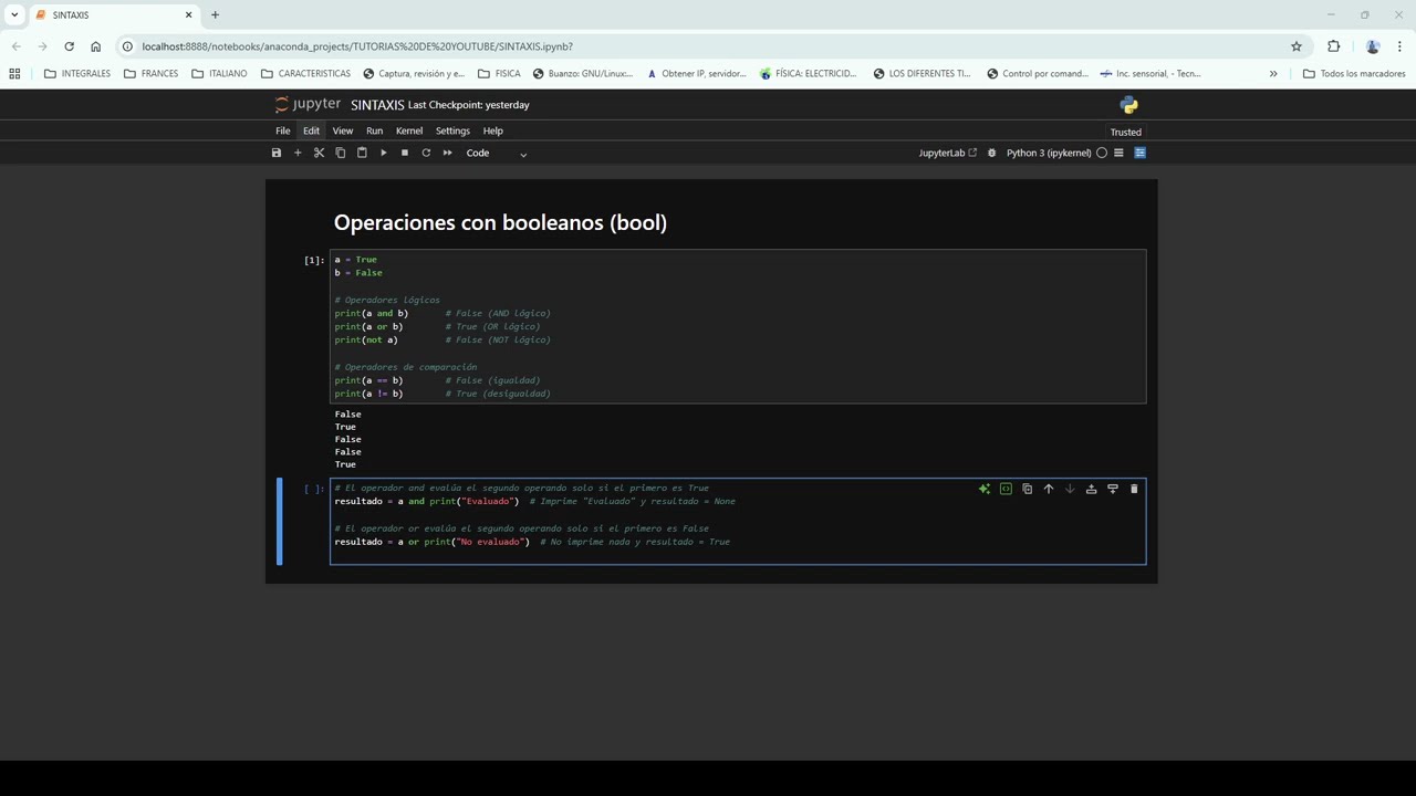 OPERACIONES CON BOOLEANOS  (BOOL) PYTHON