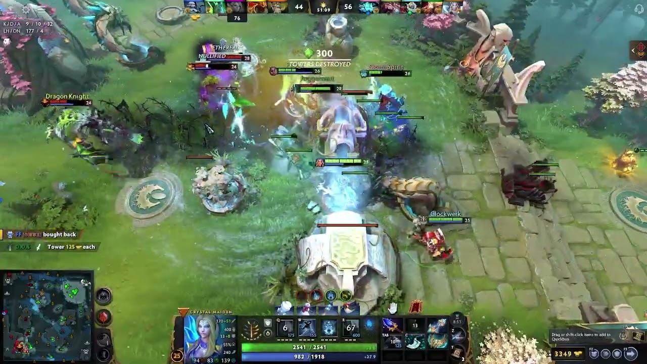 dota2 Crystal Maiden play spport end walking raod team 