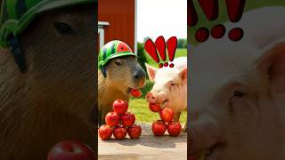Capybara Takes On Pig In Epic Apple Eating Challengewho Will Win