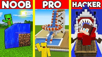 WATER SLIDE Build Battle In Minecraft - NOOB VS PRO CHALLENGE - Maizen Mizen Mazien Parody