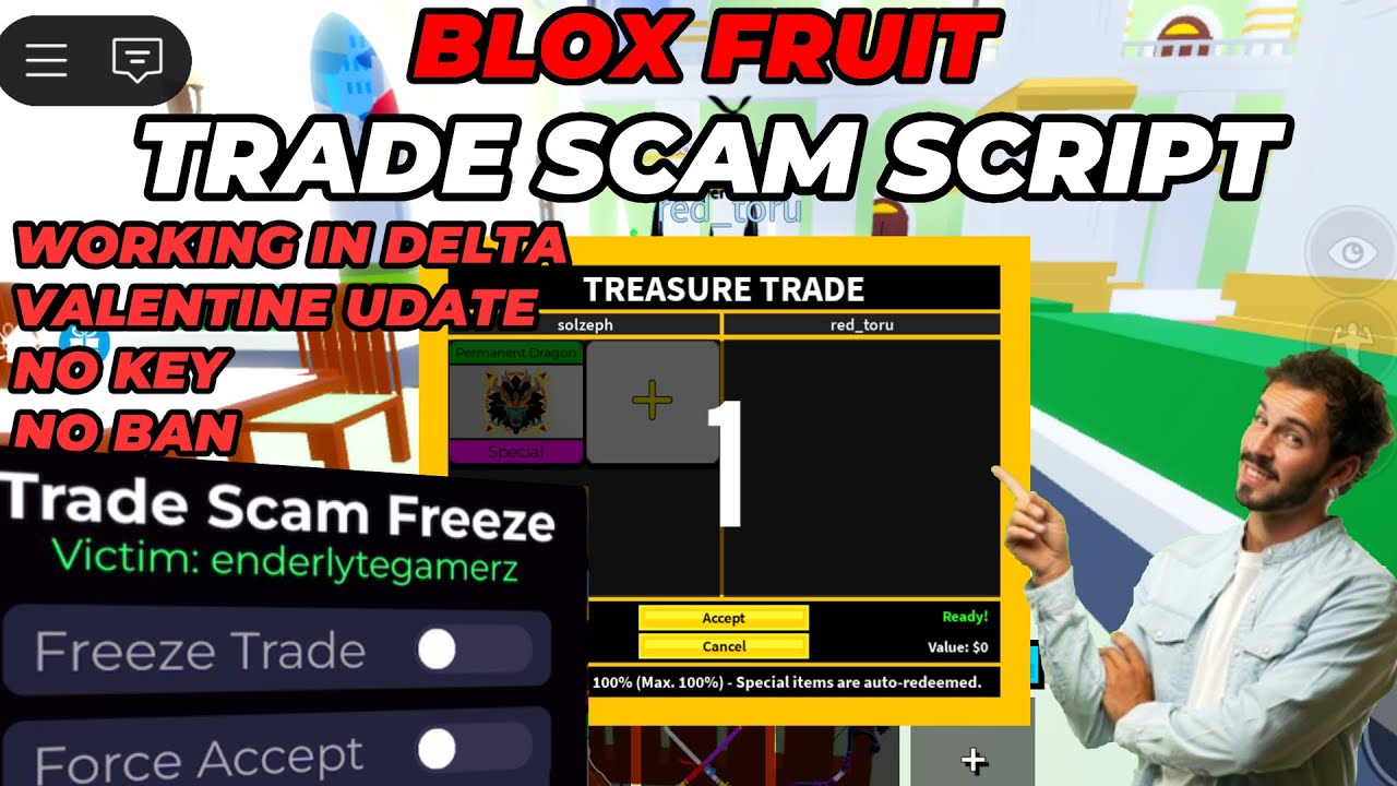 [UPDATED] Blox Fruits Trade Scam Script 😈 | NO KEY | Freeze + Auto Accept + Auto Add (Delta)