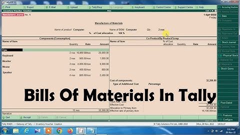 Bills Of Materials In Tally || Tally ERP 9 || Tally Tutorials || Bills Of Materials