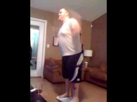 Cody doing the chicken game on Wii fit