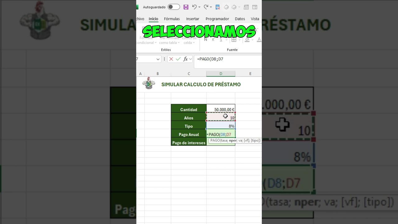 SIMULAR CÁLCULO PRÉSTAMO en EXCEL #excel - YouTube