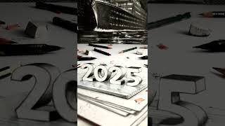 How to Draw 2025 Numbers 3D Trick Art on Line Paper