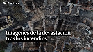 La destrucción en Ourense tras el paso de las llamas, a vista de dron