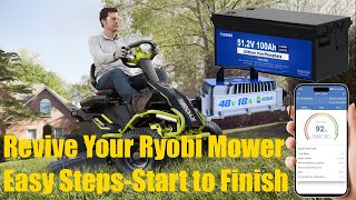 Simple Ryobi RM480e Battery Replacement in 15 Minutes – Single 48v Lithium w/ LiFePO4 Charger!