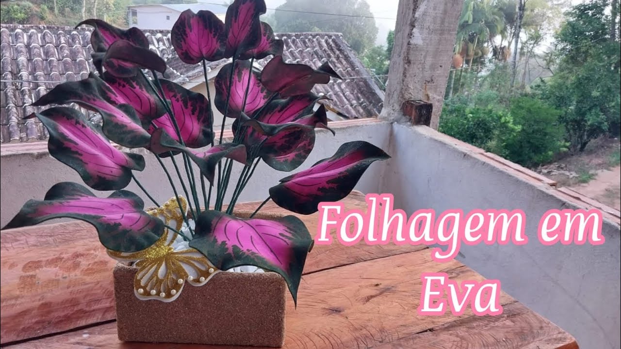 (DIY)Folhagem em eva, feita com stencil, 🌿