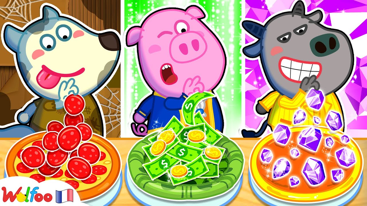 Défi Pizza Riche Contre Pauvre Contre Géant Riche 🍕 Dessin Animé Pour Bébé 🎉 Collection D'épisodes
