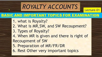 Royalty A/C for B.COM BBA B.COM LLB CMA AND CA (Lecture-01)