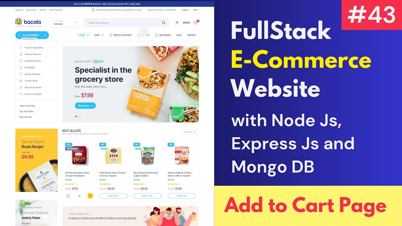 #43 Complete Add to cart in React JS Node JS | Full Stack E-Commerce ...