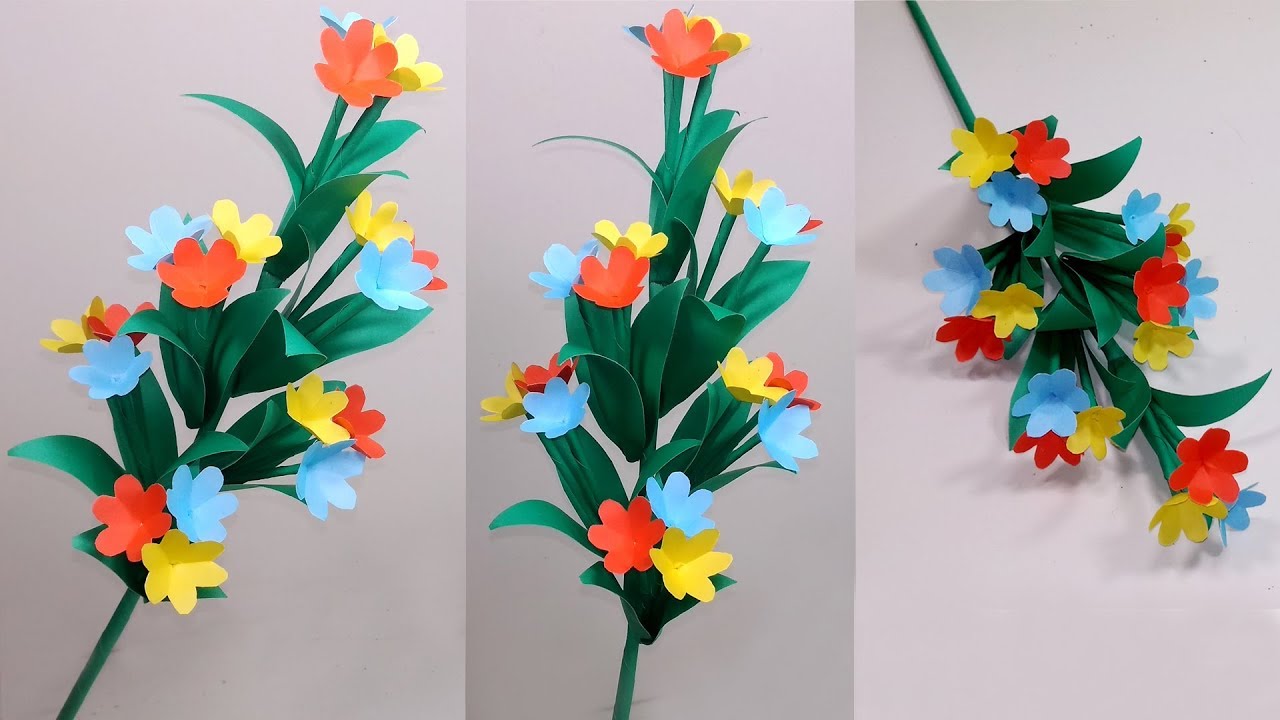Stick Flower Very Colorful Paper Stick Flower Making Step By Step
