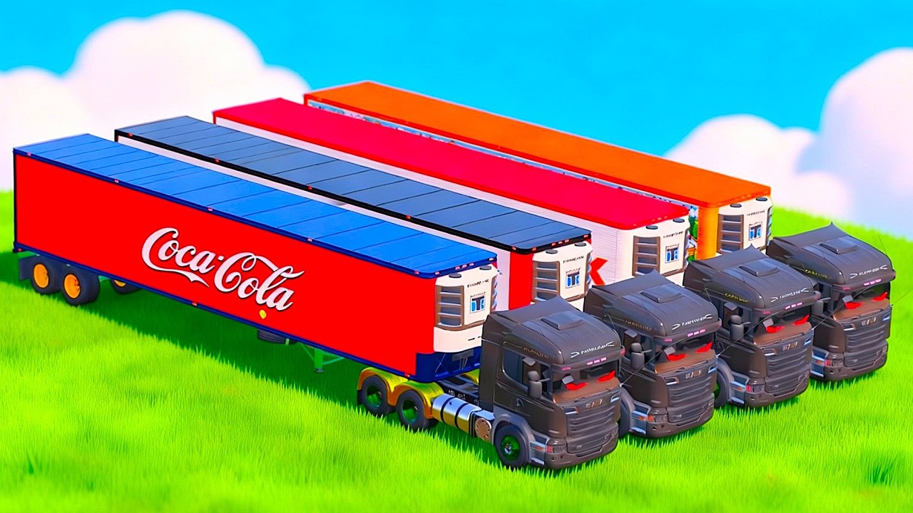 Transporting Colorful 🌈 Rainbow Trailer Trucks BOX AND Police Transporting - Farming Simulator 22 #6