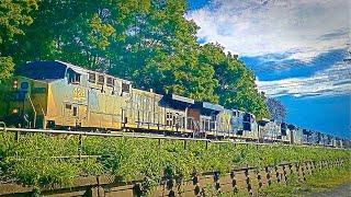 Giant CSX Train With 8 Engines  Rolls By