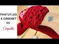 PANTUFLAS de TRAPILLO tejidas a CROCHET ligeras con SUELAS DE CHANCLAS!!!