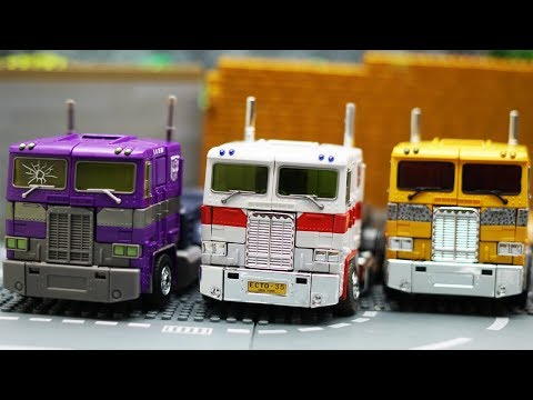 Transformers Optimus Prime vs Red Knight Robot Truck Lego Robbery & Police Car Toys