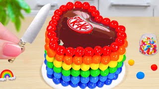 Rainbow KitKat Heart Cake Mix Chocolate 🍫 Decorating Special Miniature Rainbow Cake 🌈Mini Cake Ideas