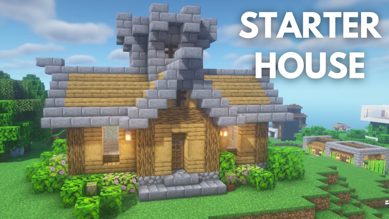 How to build a Starter House with a tower in Minecraft #minecraft - YouTube