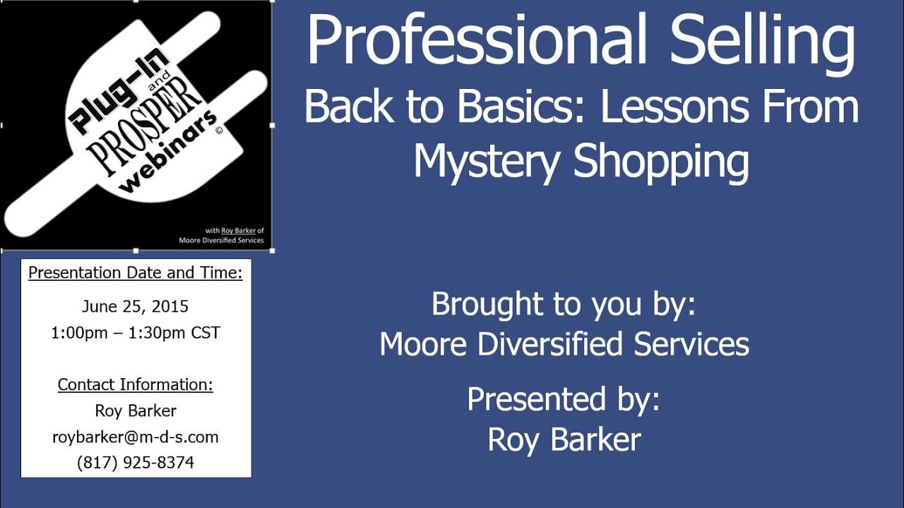 Professional Sales Back to Basics by Roy Barker Senior Living