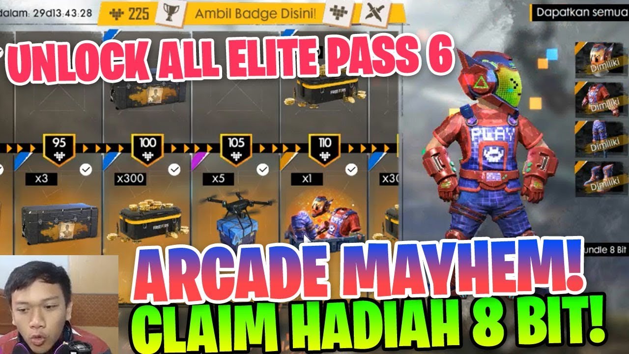 RESMI 8 BIT BUKA HADIAH ELITE PASS SEASON 6 ARCADE MAYHEM Garena Free Fire YouTube