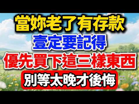 當妳老了有存款，壹定要記得，優先買下這三樣東西，別等太晚才後悔。【歲月靜好】#晚年生活 #人生智慧 #退休規劃 #理財 #情感故事 #家庭關係 #養老 #獨居 #自我成長 #talks