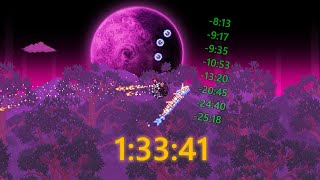 Terraria - Master Hardcore Moon Lord Speedrun 1:33:41 (Random Seed, NMA)