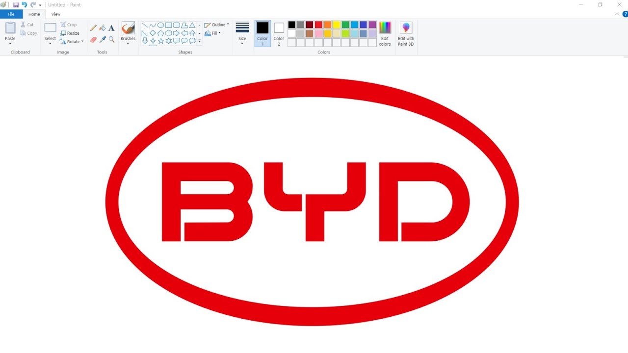 How to draw BYD Logo in Ms Paint | Logo Drawing Tutorial in Computer ...