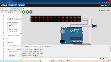 Replace Running Text Animation with Button in LED DOT MATRIX SIMULATOR WOKWI #wokwi #arduino #pro...
