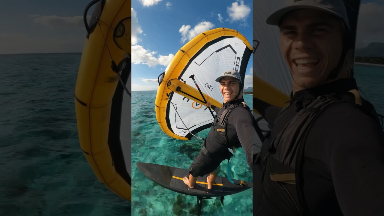 Feels like I am in a massive swimming pool #wingfoiling #bluewater #mauritius #wingfoil #gopro