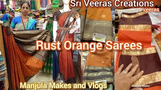 Veeras Rust Orange Sarees Collections  | Soft Silk, Mysore Silk, Banaras Design Rust Orange  Sarees screenshot 1