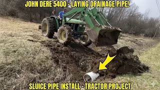 John Deere 5400 Lays the Drain Pipe! Full Ditch Installation Guide