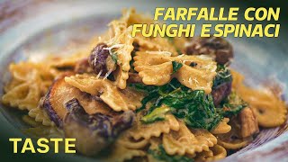 A Must Try Recipe: Farfalle Con Funghi E Spinaci by Italian chef Gino D'Acampo! Farfalle Recipe