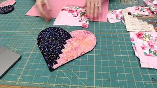 How-to use the Creative Grids® Log Cabin Trim Tools to create a Heart Mug Rug for Valentine’s Day