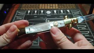Kissing Crane Mother of pearl stiletto (manual opener)