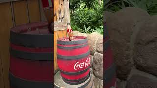 Coca Cola bottle flip on Coca Cola barrel #bottleflip #disneylandparis #cocacola