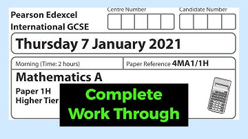 Edexcel Mathematics A Thursday 7 January 2021 4MA1/1H Paper 1H Complete Work Through