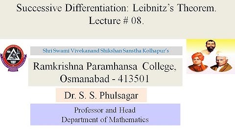 Successive Differentiation: Leibnitz’s Theorem. Lecture # 8