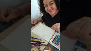 ACEO flowers painting making cards in watercolor